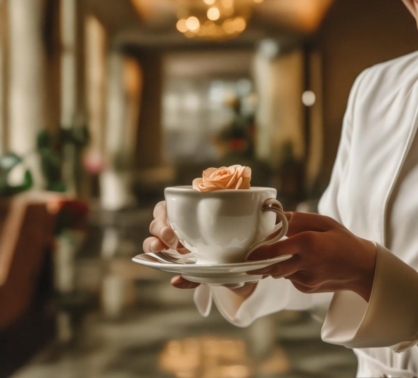 酒店服务中的礼仪之美，就像一小朵优雅的玫瑰，温暖而细腻。